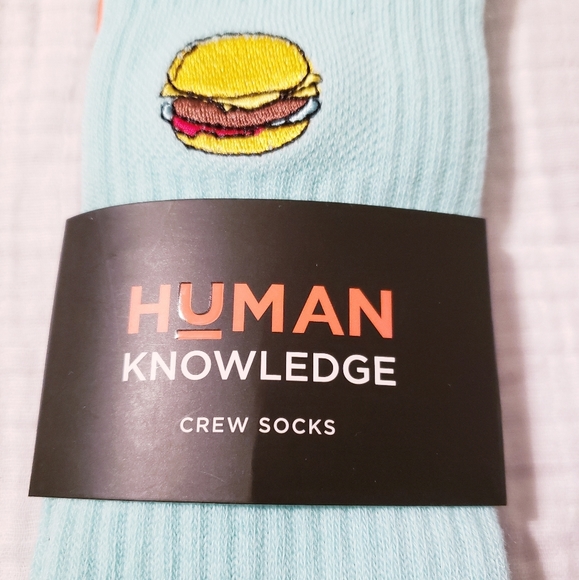 Men's "Human Knowledge" Hamburger Crew Socks. NWT. - Picture 2 of 4